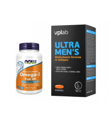 “Everyday Health for Men” Set — Ultra Men's Multivitamin, 90 softgels + Omega-3 1000 mg, 100 softgels
