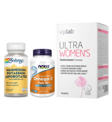 Набор "Ежедневный баланс: энергия и спокойствие для женщин" Ultra Women Multivitamin Formula - 90 капс. плюс Omega-3 1000мг 100 капс. плюс Magnesium & Potassium Asporotate - 60 капс.