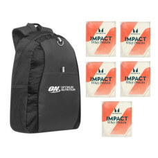Набір Двійка - Рюкзак Nutramino backpack плюс 5 штук Impact Whey Protein 25г Натуральна полуниця