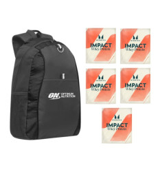 Set Two - Nutramino backpack plus 5pc. Impact Whey Protein 25g Natural Strawberry