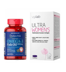 Набір "Здоров’я щодня для жінок" - Ultra Women's Multivitamin 90 капсул плюс Omega-3 Fish Oil 1000мг 100 капсул