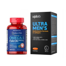 Набір "Здоров’я щодня для чоловіків" - Ultra Men's Multivitamin - 90 капсул плюс Omega-3 Fish Oil 1000мг - 100 капсул