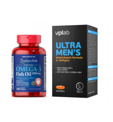 “Everyday Health for Men” Set — Ultra Men's Multivitamin, 90 softgels + Omega-3 Fish Oil 1000 mg, 100 softgels