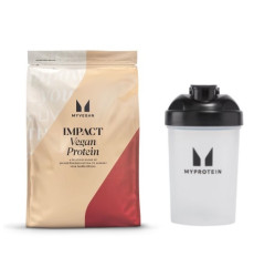 Набір "Готовий протеїн на кожен день" - Vegan Blend - 1000г Chocolate плюс Plastic Shaker - 600 мл Clear Black