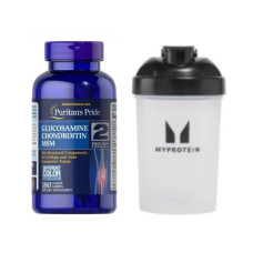 Набір "Рух і стабільність" - Glucosamine Chondroitin MSM Triple Strength 180tabs плюс Plastic Shaker - 600 мл Clear Black