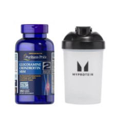 "Motion & Stability" - Glucosamine Chondroitin MSM Triple Strength 180tabs plus Plastic Shaker - 600ml Clear Black