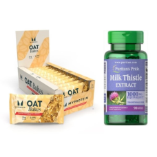 Набір "Баланс та відновлення" - Protein Brownie 12x75g White Chocolate плюс Milk Thistle 4:1 Extract 1000мг - 90шт