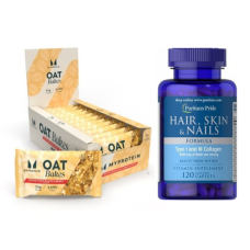 Набір "Щоденна підтримка та баланс" - Protein Brownie 12x75g White Chocolate плюс Hair Skin and Nails Formula Type 1 and 3 Collagen - 60 caps