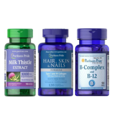 Набор "Гармония и уход" -  B Complex B12 90 tabs ПЛЮС BCAA 2-1-1 Essential 500г ПЛЮС Hair Skin and Nails Formula Type 1 and 3 Collagen 60 капсул