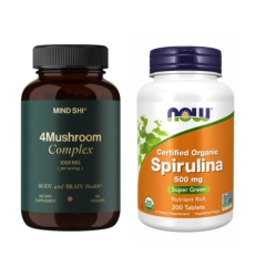 Set "Energy of Nature" - Spirulina 500 mg - 200 tabs PLUS 4Mushroom Complex 1000 mg - 60 vegcaps