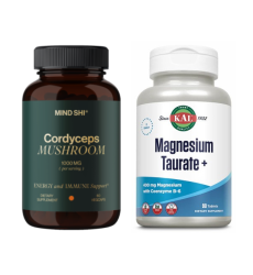 Набор "Энергия и баланс" - Cordyceps Mushroom 1000 mg - 60 vegcaps ПЛЮС Magnesium Taurate - 90 tabs