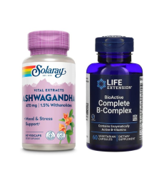 Набір "Антистрес та енергія для чоловіків" - Ashwaganda Root Extract 470mg - 60vcaps ПЛЮС BioActive Complete B-Complex - 60 vcaps