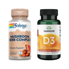 Набір "Імунітет та тонус" - Mushroom Herb Complete - 90 vcaps ПЛЮС Vitamin D3 Highest Potency 5,000 IU (125 mcg) - 250 sgels