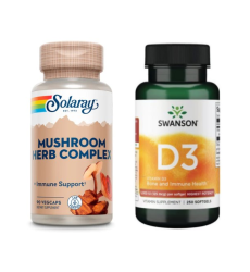 Set "Immunity and Vitality" - Mushroom Herb Complete - 90 vcaps PLUS Vitamin D3 Highest Potency 5,000 IU (125 mcg) - 250 sgels