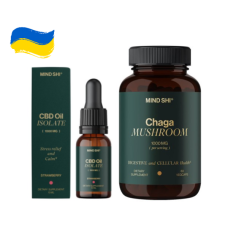 Набір "Баланс та захист організму" - CBD Oil Isolate 1000 mg Strawberry - Chaga Mushroom 1000 mg - 60 vegcaps