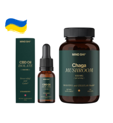 Set "Balance and Body Protection" - CBD Oil Isolate 1000 mg Strawberry - 10 ml PLUS Chaga Mushroom 1000 mg - 60 vegcaps