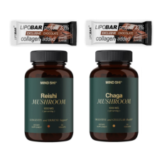 Набір "Mushroom Combo" - Reishi Mushroom 1000 mg - 60 vegcaps ПЛЮС Chaga Mushroom 1000 mg - 60 vegcaps Плюс Lipobar Exclusive - 50g 2 шт.