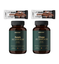 Набір "Mushroom Combo" - Reishi Mushroom 1000 mg - 60 vegcaps ПЛЮС Chaga Mushroom 1000 mg - 60 vegcaps Плюс Lipobar Exclusive - 50g 2 шт.
