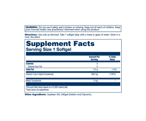 Vitamin E d-Alpha Tocopherol 268mg - 50 softgels