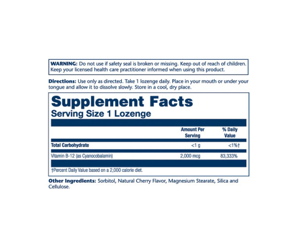 Vitamin B-12 2000mcg - 90 lozenges Natural Cherry