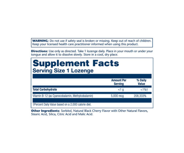 Vitamin B-12 5000mcg - 30 lozenges Natural Cherry