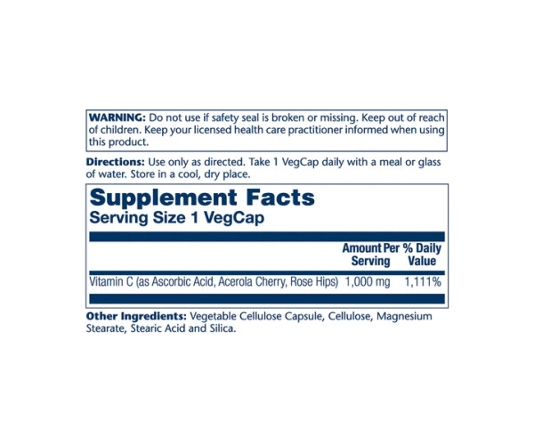 Vitamin C with Rose Hips & Acerola 1000mg - 100 vcaps