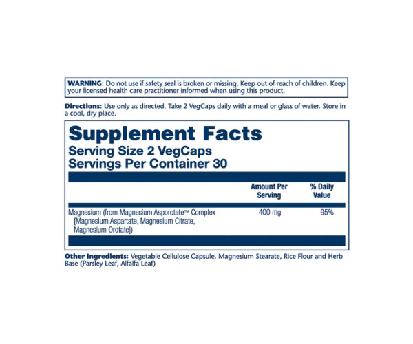 Magnesium Asporotate 400mg - 60 vcaps