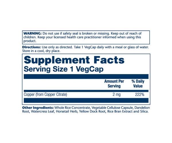 Copper Citrate 2mg - 60 vcaps