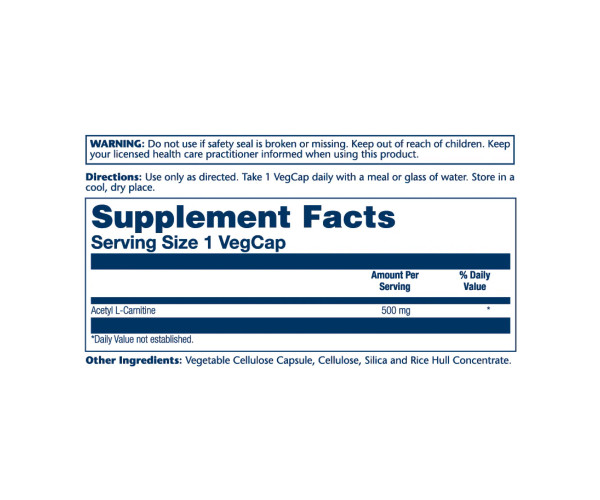 Acetyl L-Carnitine 500mg - 30 vcaps