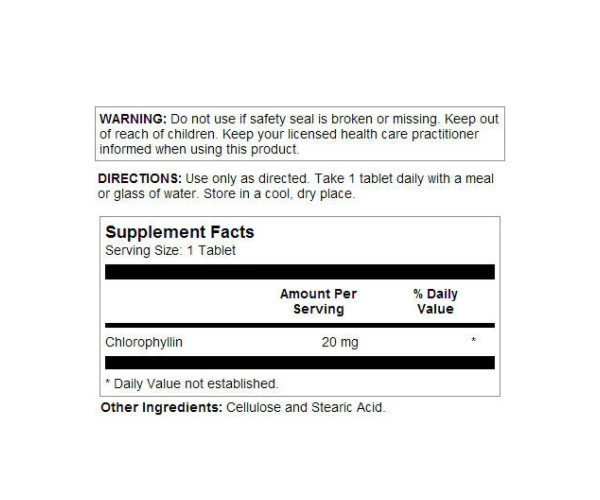 Chlorophyll 20mg - 100 tabs