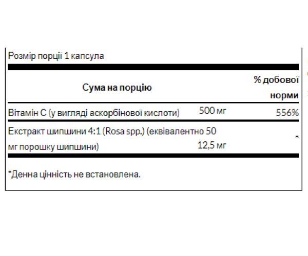 Vitamin C with Rose Hips 500 mg - 100 caps