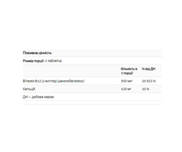 Vitamin B12 500mcg - 100 tabs