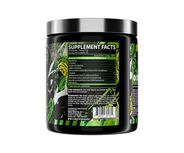 Outrage High‑Stim Pre‑Workout - 30 servings Lemon Lime