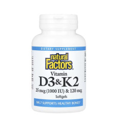 Vitamin D3 & K2 25 mcg (1000 IU) & 120 mcg - 120 softgels