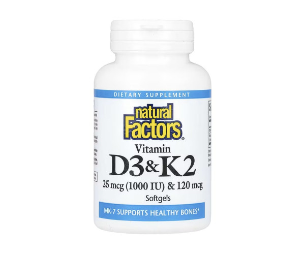 Vitamin D3 & K2 25 mcg (1000 IU) & 120 mcg - 120 softgels