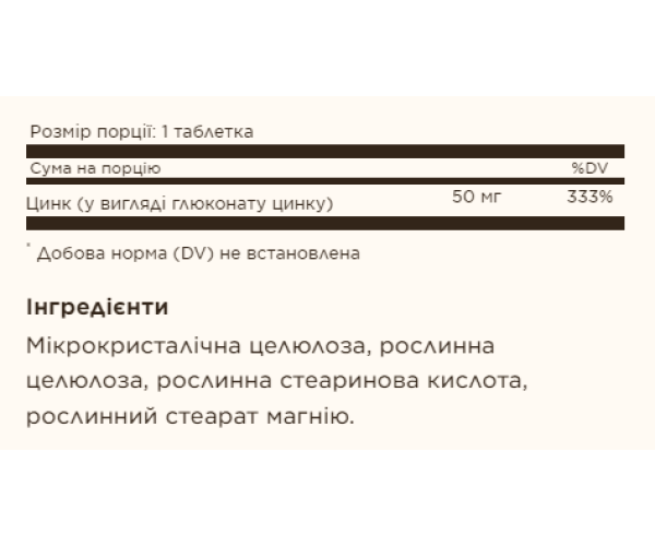 Zinc 50mg - 100 tabs