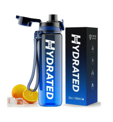 Hydrated Water Bottle - 1000ml Tritan Blue Gray