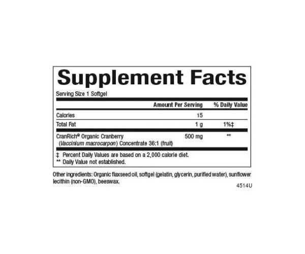 CranRich®️ Super Strength Organic Cranberry Concentrate 500mg - 90 softgels