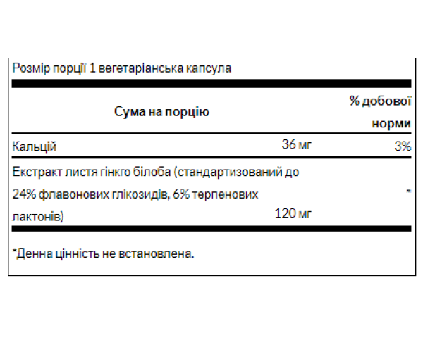 Ginkgo Biloba Extract 120 mg - 100 veg caps
