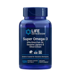Super Omega-3 EPA/DHA Fish Oil, Sesame Lignans & Olive Extract - 120 Enteric coated softgels