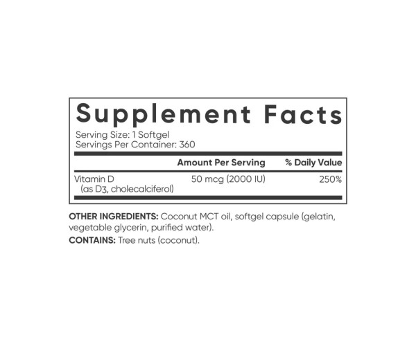 Vitamin D3 2000IU - 360 softgels