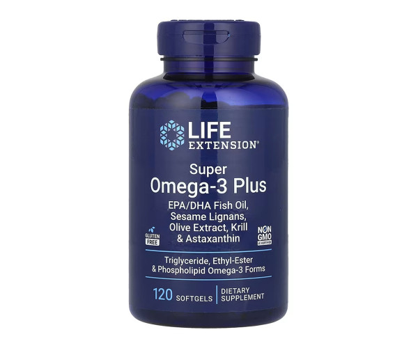 Super Omega-3 Plus EPA/DHA Fish Oil, Sesame Lignans, Olive Extract, Krill & Astaxanthin - 120 softgels