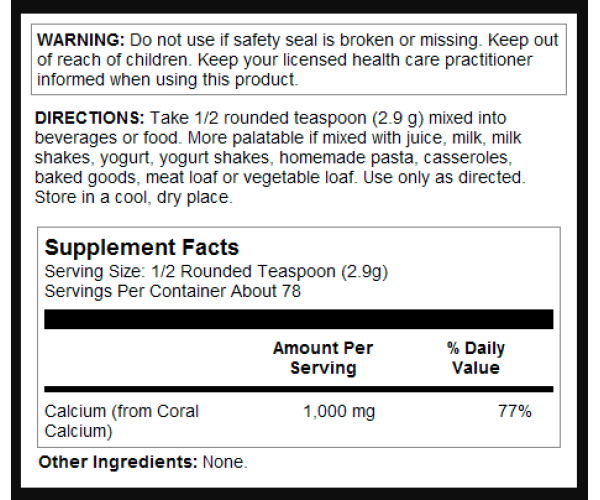 Coral Calcium Powder 1000mg - 8oz