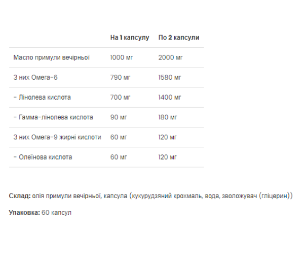 Ultra Women's Evening Primrose oil - 60 softgels