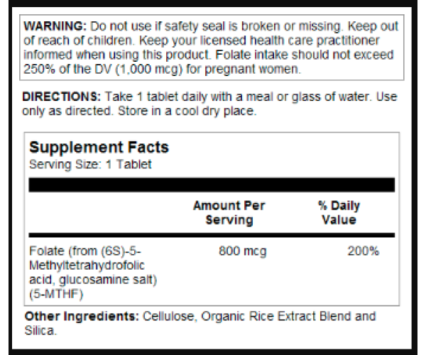 Methyl Folate 800mcg - 90 tabs