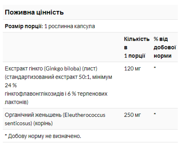 Ginkgo Biloba 120mg - 50 vcaps