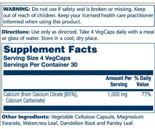 Calcium Citrate 1000mg - 120 vcaps