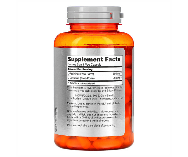 Arginine 500mg Citruline 250mg - 120 vcaps