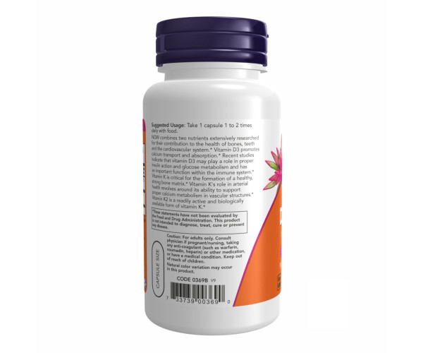 VIT D-3 & K2 1000 IU - 120 vcaps