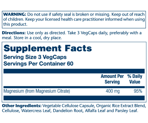 Magnesium Citrate 400mg - 180 vcaps